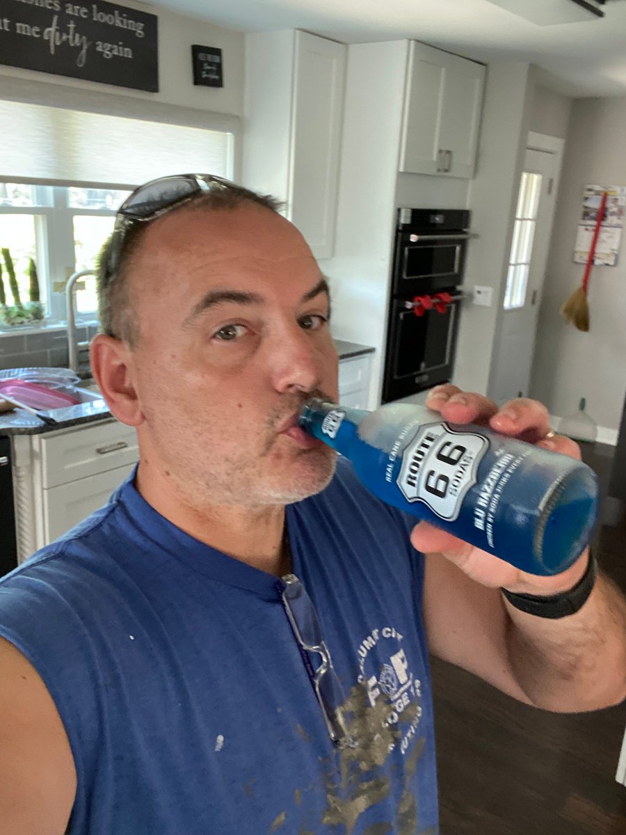 Route66Soda's tweet photo. Relaxing with a Route 66 Soda after a hard day's work.   #route66sodas #blurazzberri #harddayswork #timetorelax https://t.co/BhJ5hSXhsV