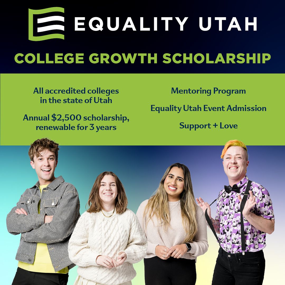 KNOW A STUDENT LOOKING FOR A SCHOLARSHIP?! 👨‍🎓
The Equality Utah College Growth Scholarship is designed to provide financial support to LGBTQ college students throughout the state! 

apply.mykaleidoscope.com/scholarships/2…