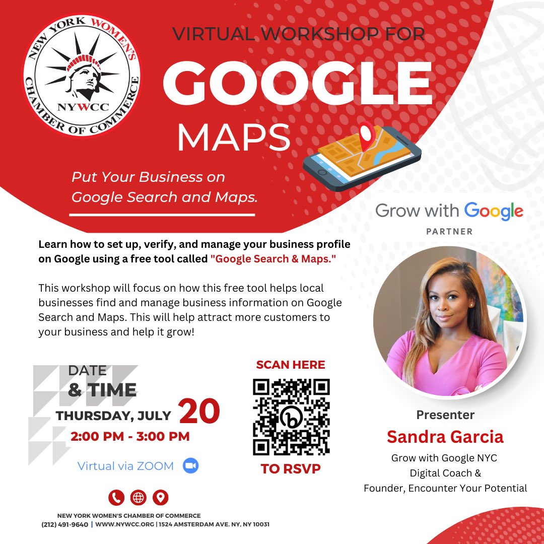 NYWomensChamber's tweet photo. Want to attract more and be easily discoverable by potential customers in your local area? 💭

Manage your business using a FREE tool called "Google Search &amp; Maps" Help your business to have a strong online presence to attract &amp; engage with customers!

#google #nywcc #workshop https://t.co/GefMV3qwob
