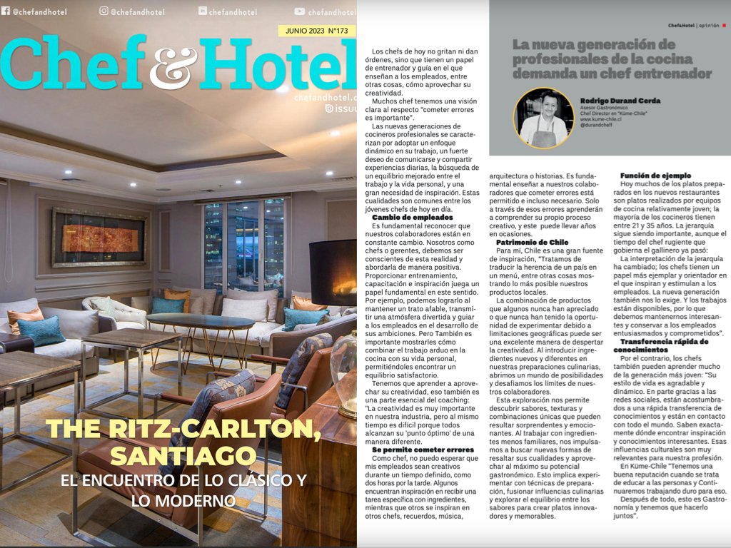 La nueva generación de profesionales de la cocina demanda un chef entrenador chefandhotel.cl/opinion/la-nue…