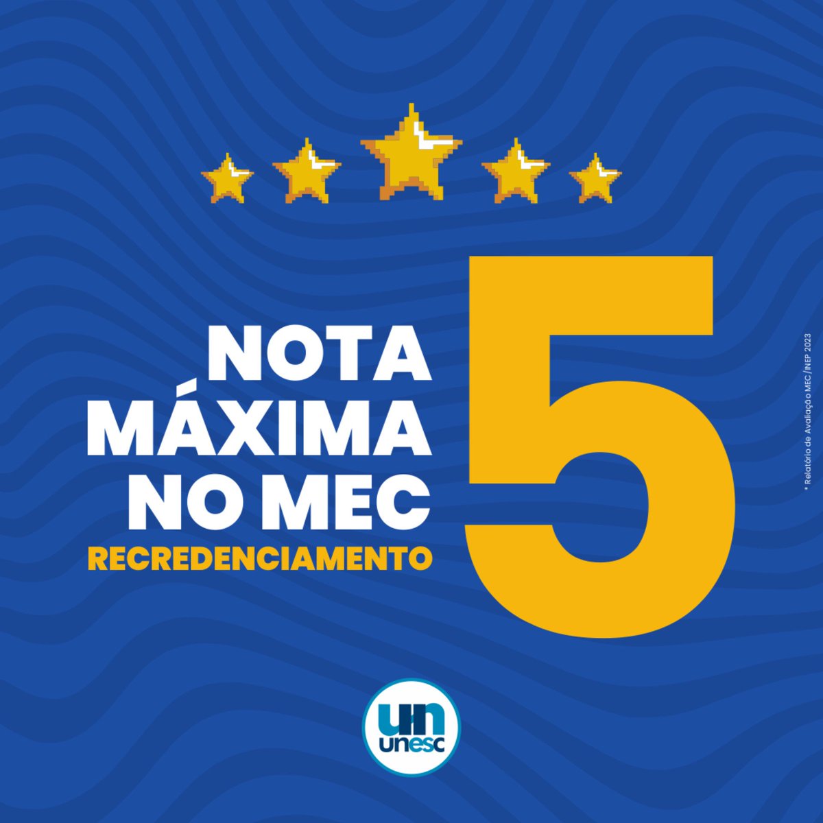 SOMOS NOTA MÁXIMA NO MEC!!!
⭐️⭐️⭐️⭐️⭐️

#nossounesc #notamaxima #unesc #gratidão #conceito5 #mec