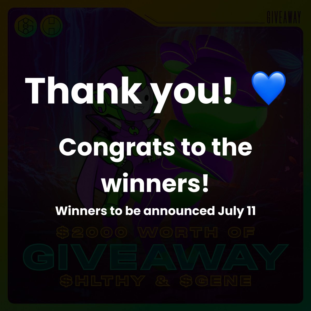 GoRWAChain's tweet photo. 📢 Campaign Ending! Health Hero x @genopets🎉

🎉 We are thrilled to announce the conclusion of the exciting campaign between Health Hero and Genopets! 🚀 It has been an incredible journey, filled with health-conscious challenges, gamified experiences, and a vibrant community of participants. 🌟

🌟 We want to express our heartfelt appreciation to each and every participant who joined us on this wellness adventure. Your active involvement and positive energy have made this campaign a resounding success. Together, we have taken significant steps towards embracing a healthier lifestyle and fostering a supportive community. 🤝

🌟 We will be announcing the winners by Tuesday, July 11, 2023. 

🙏 Once again, thank you to all the participants, our valued partners, and the incredible Health Hero and Genopets communities for making this campaign truly memorable. We look forward to continuing this journey together, empowering each other to lead healthier lives and make a positive impact on the world. 💚

#HealthHeroxGenopets #WellnessChallenge #CommunityEngagement #HealthyLifestyle