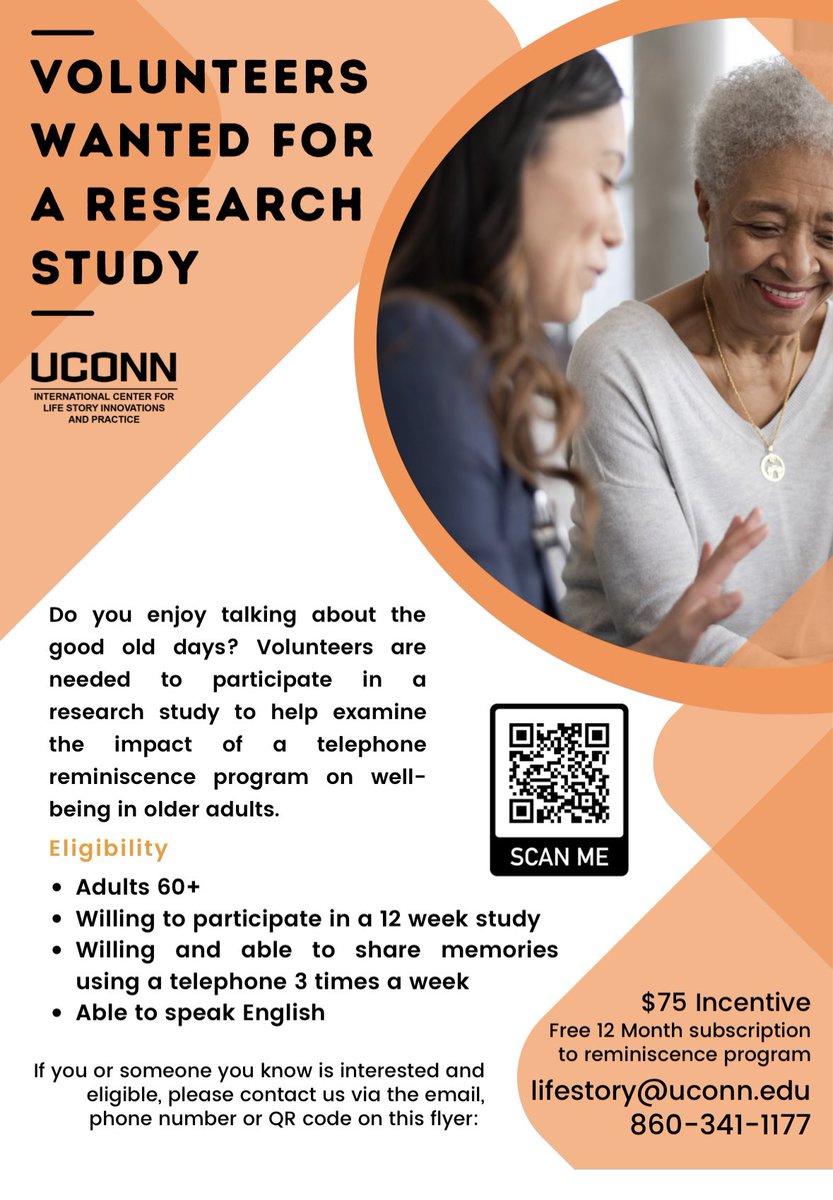 Are you or someone you know interested in participating in a research study? Contact lifestory@ucon.edu for more information!