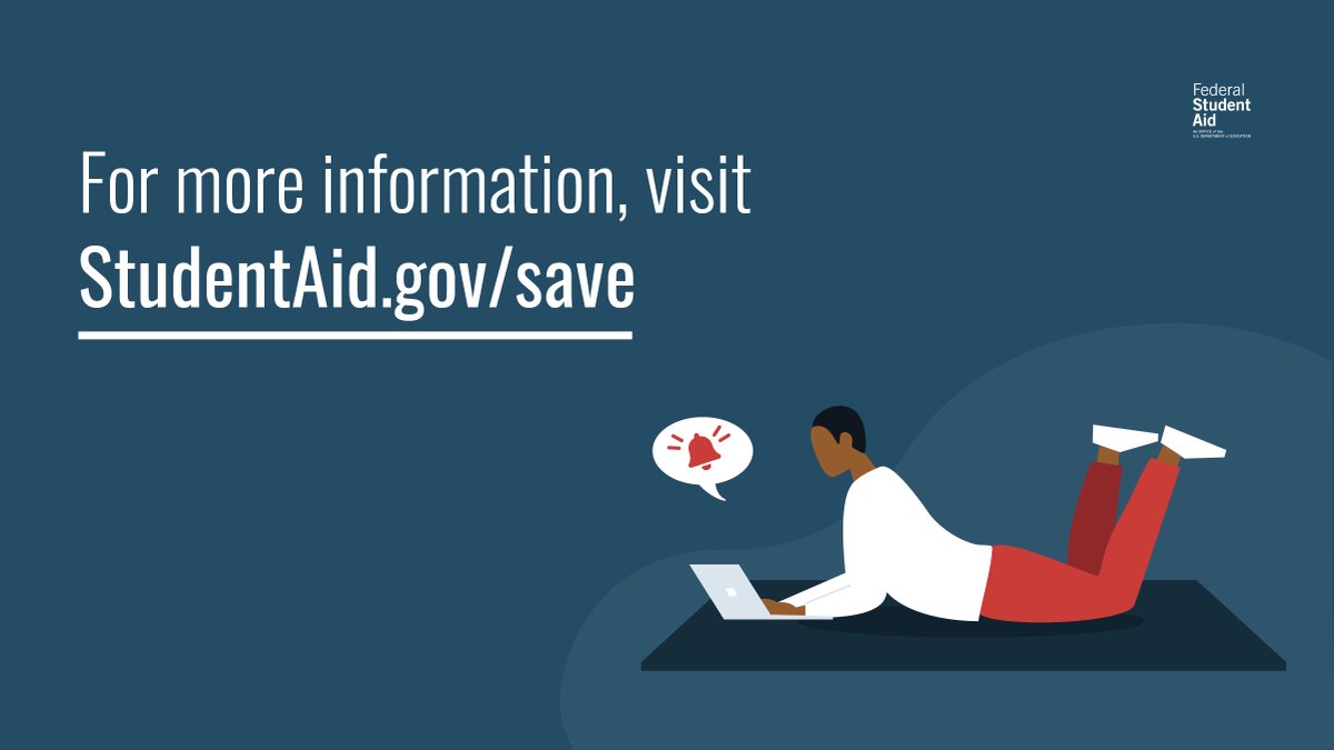 With student loan payments restarting soon, are you searching for a repayment plan with affordable monthly payments? ​ With the new Saving on a Valuable Education (SAVE) Plan, you could lower your monthly payment.​ Learn more about this plan’s benefits: StudentAid.gov/save