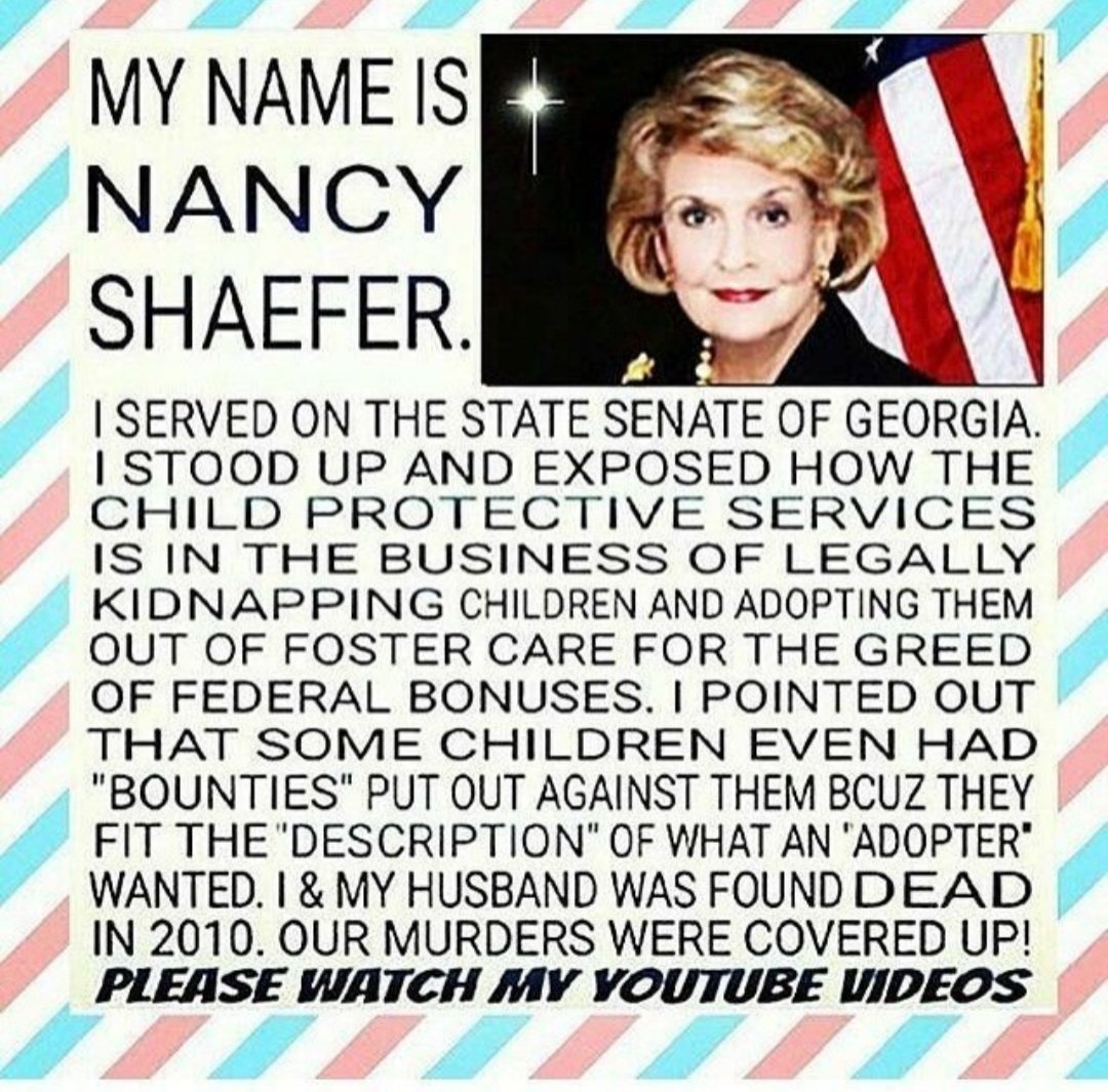 DrWaldmiller's tweet photo. @bambkb Despite lies from the State of Georgia Bureau of Investigation, former GA State Senator Nancy Shaefer &amp; her husband did NOT commit suicide. As well, my freind &amp; Nancy's documentary film producer, Bill Bowen did not also commit suicide or have a heart attack! https://t.co/KZWA3ygtzm