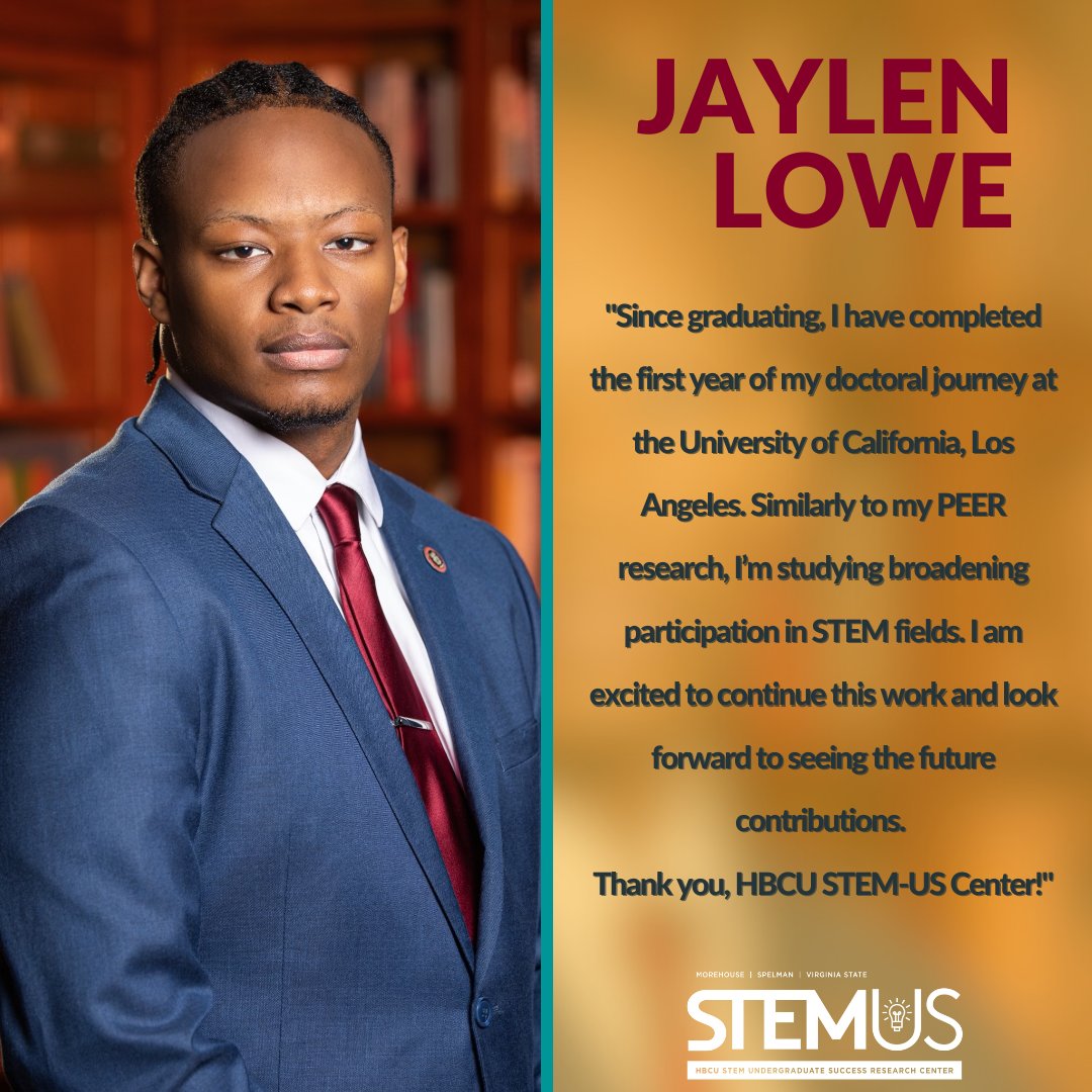 This month the HBCU STEM-US Research Center is checking in with some of our PEER alumni to see what they’ve been up to!

Jaylen Lowe is a 2021 graduate of Morehouse College with a bachelor’s in biology.
#hbcu #hbcugrad #morehouse #vsu #hbcusmatter #highered