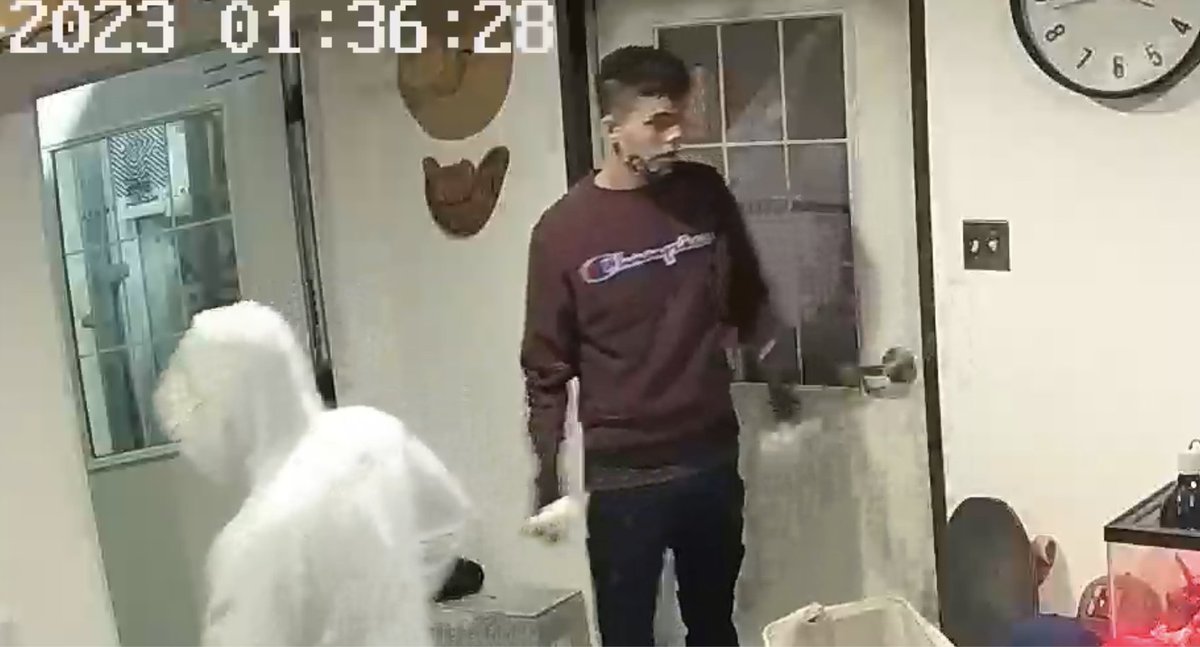 rcmpmb's tweet photo. This morning at 1:30 am, 4 suspects broke into a garage on Mondor Road, in Ile des Chenes. They stole a number of items including eight long guns (shotguns/rifles). If you recognize any of the possible suspects, call #rcmpmb at 204-433-7908 or Crimestoppers. https://t.co/d6eRCff8cs