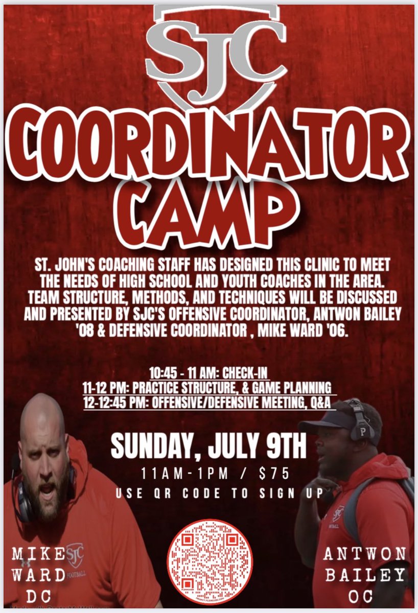 Happy to bring this camp forward for any coaches that are interested. This event will take place via zoom. Use the QR code to sign up, inbox me with any questions.