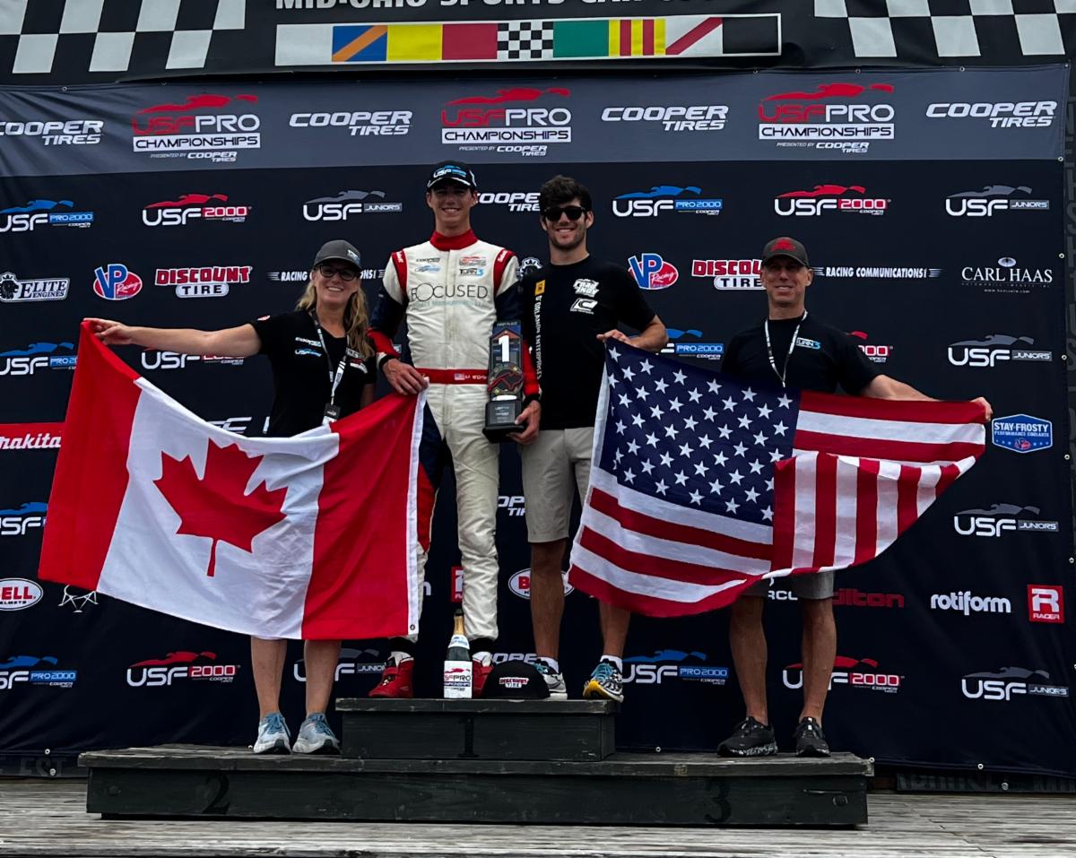 Back on top again as one of only two drivers to win multiple races and also one of only two drivers with multiple pole positions to date. On top of the podium on Canada Day was a great opportunity to show off the dual flags!! #canadaday #winner https:// conta.cc/3XDtiqN