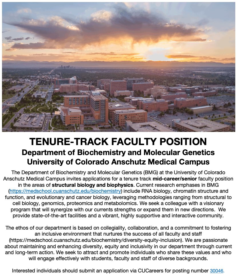 Aaron Johnson (@chromatownie) on Twitter photo Please RT! My department is recruiting a mid-career/senior faculty member in structural biology/biophysics to join us. Highly-collegial, fantastic science/scientists. Great initiatives for diversity, equity, and anti-racism, all spearheaded by our excellent chair <a href="/promiselcooper/">julie cooper</a>. Please RT! My department is recruiting a mid-career/senior faculty member in structural biology/biophysics to join us. Highly-collegial, fantastic science/scientists. Great initiatives for diversity, equity, and anti-racism, all spearheaded by our excellent chair <a href="/promiselcooper/">julie cooper</a>.