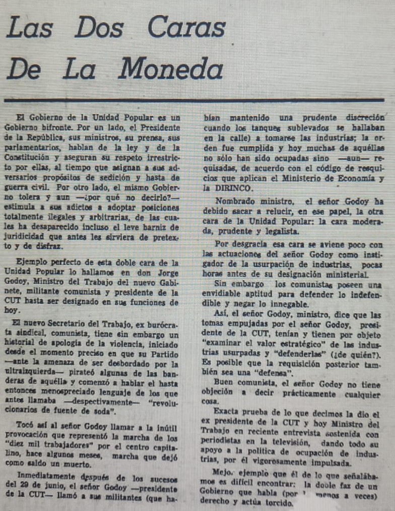 100_diasGolpe's tweet photo. 12 de julio de 1973:
Editoriales de El Mercurio, Clarín, El Siglo y opinión de Ralph William en La Tercera.
Revisa todo el material en nuestro repositorio: https://t.co/g3Nr2egP0b https://t.co/0kEOCCRgsq