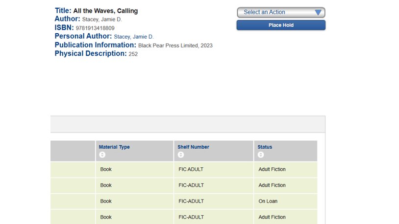 First loan of my debut at a local library - feels like another milestone! ☺️ #WritingCommunity #writerslift #AllTheWavesCalling