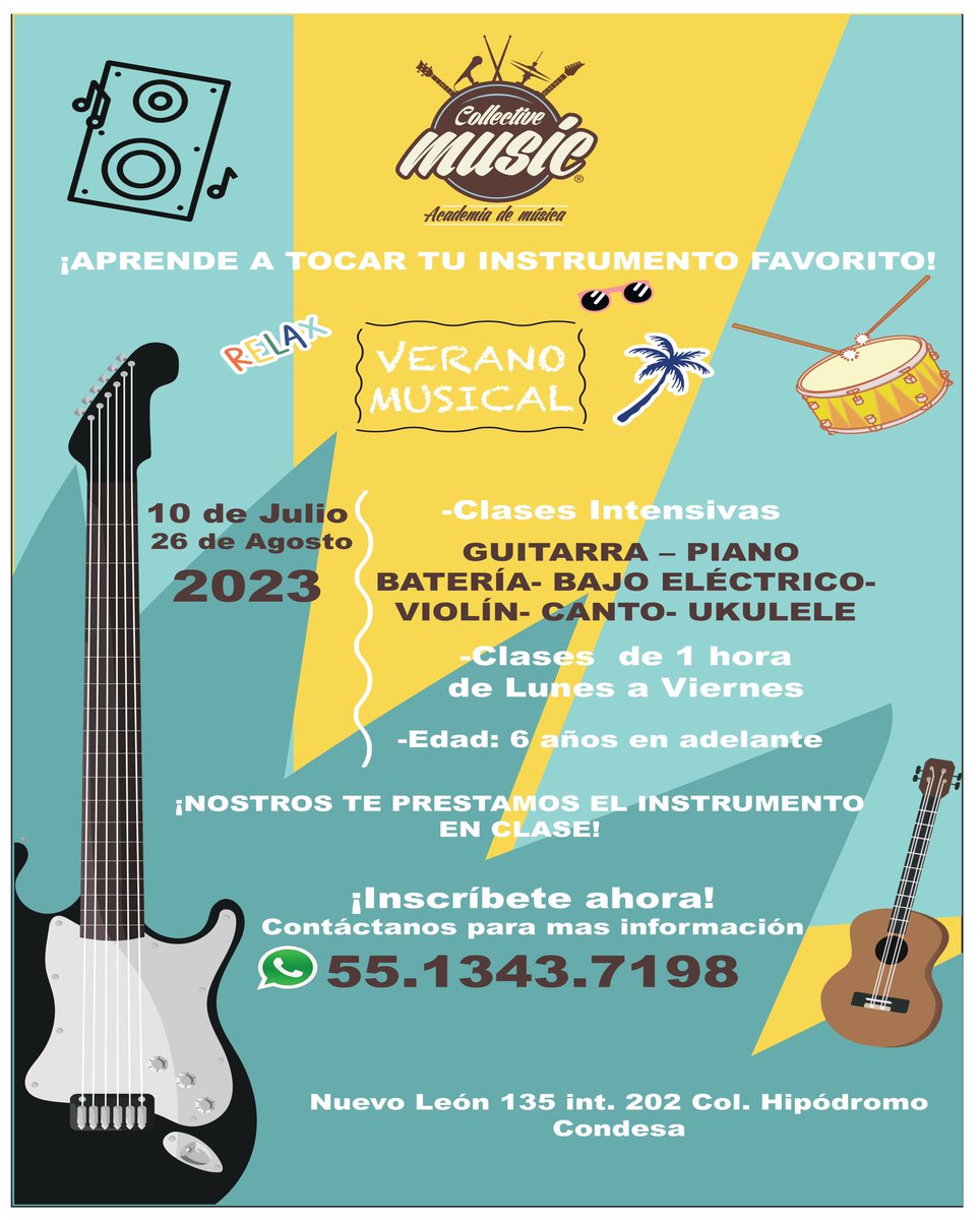 Clases de varios instrumentos! Verano Musical 🎶 los esperamos!