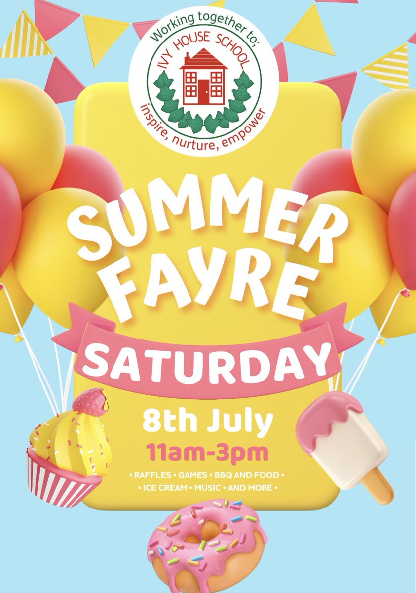 IvyHouseSchool's tweet photo. We’re looking forward to seeing you all tomorrow for a fun filled Summer Fayre! https://t.co/dXbSbdyGgX