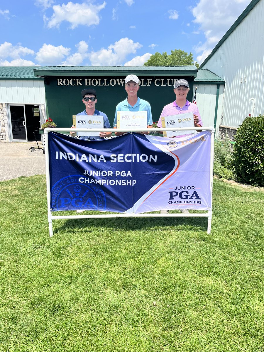 injrgolf's tweet photo. Congrats to our 2023 Indiana Section @juniorpgachamp Leo Wessel of Indianapolis! Wessel finished 3-under to defeat Crown Point’s Ray Filter by one stroke. 

Both players will advance to the 2023 Junior PGA Champ in Hot Springs, Arkansas on August 1-4.

https://t.co/OQL2jQKz6e https://t.co/QPGtwh3cjQ