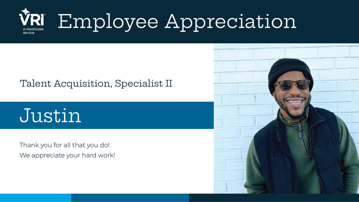 Meet Justin. "I feel good working for VRI/Modivcare because I know that they keep their employees best interests in mind! The family like culture since I started here as an intern is what attracted me to VRI and secured my tenure. .."

#MeettheTeam #Healthcare #Eldercare