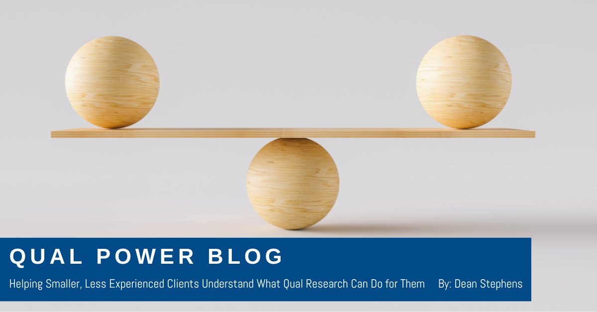 Discover how to help smaller, less experienced clients understand the power of #qualitativeresearch. On the Qual Power Blog, Dean Stephens (<a href="/DiscoDeaninLA/">Dean Stephens</a>) shares #insights on guiding clients and building trust. Check it out:  qrca.org/blogpost/14883…

#ClientEngagement