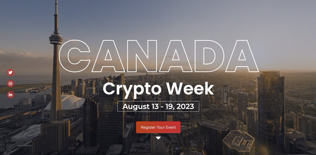 🚀 Canada Crypto Week is August 13-19, 2023 🚀

🎉 Over 45 events taking place around <a href="/Futurist_conf/">Blockchain Futurist Conference</a>, the City of Toronto, and Canada to bring the Web3 world together 🇨🇦

🗓️ Check out all the events or submit one of your own here: canadacryptoweek.com 🗓️ 

👀 Don't miss it 👀