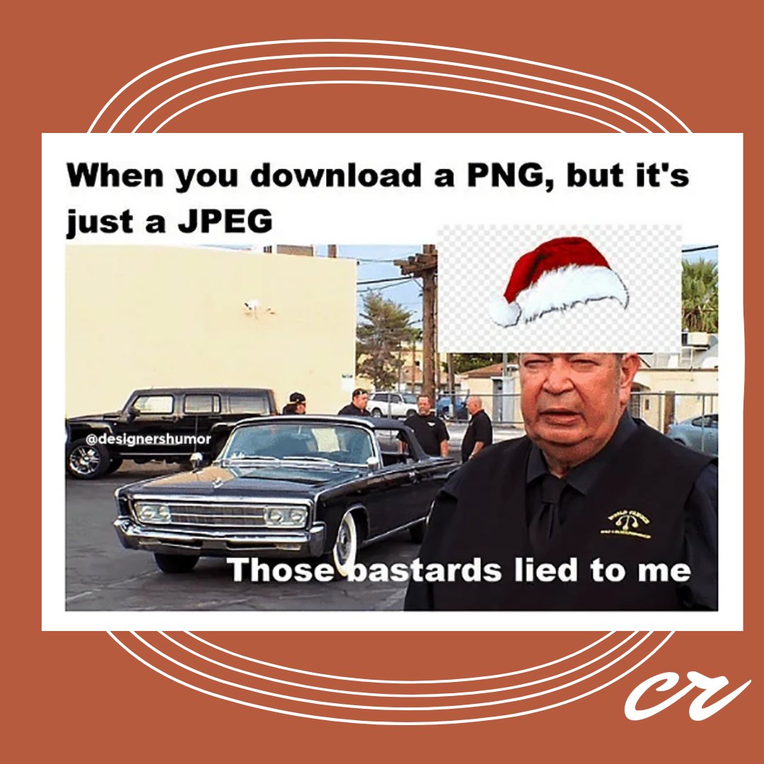 CreativeRepute's tweet image. When you download a png, but it turns out it’s a jpeg 😂 At #CreativeRepute, we can sometimes have trouble finding the right files, but the design is all about learning and moving forward. Let us know which #fileformat is your favorite in the comments! 💫
#DesignHumor #JPEGvsPNG
