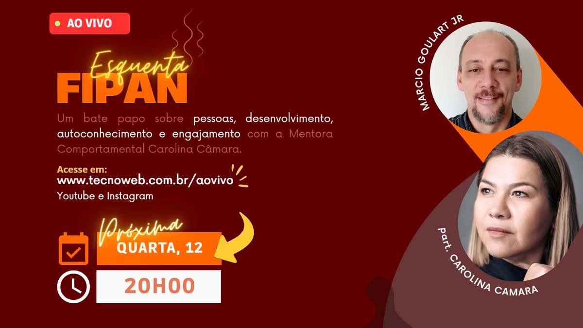 grupotecnoweb's tweet photo. Venha se juntar a nós pelo Instagram e Youtube no dia 12 de julho, quarta-feira, às 20:00, para uma live imperdível sobre PESSOAS, DESENVOLVIMENTO, AUTOCONHECIMENTO E ENGAJAMENTO. https://t.co/KTC0f8pM2l