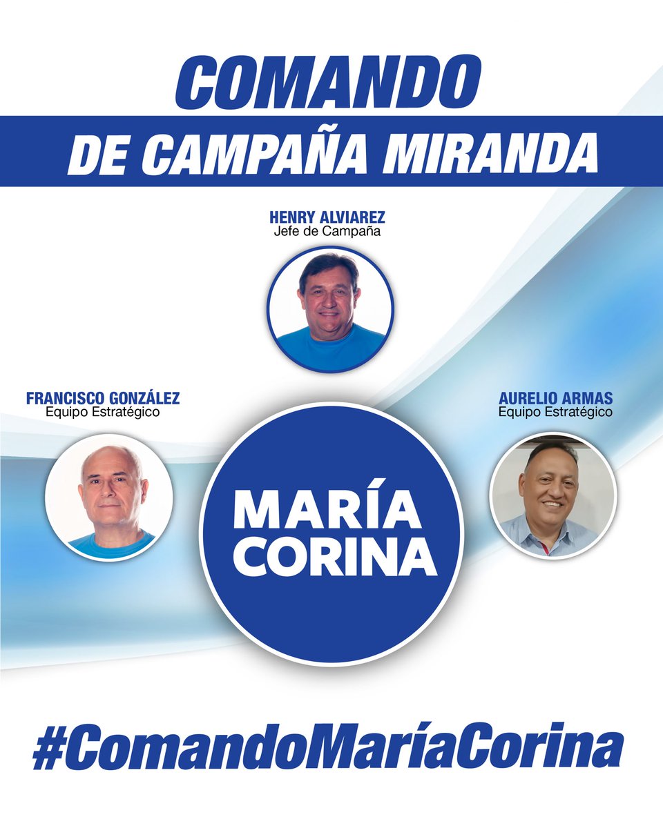 VenteVenezuela's tweet photo. Presentamos a los miembros de nuestro Comando de Campaña en #MIRANDA:

Henry Alviarez, Francisco González y Aurelio Armas. 

#ComandoMaríaCorina https://t.co/JBRrMuLdJk