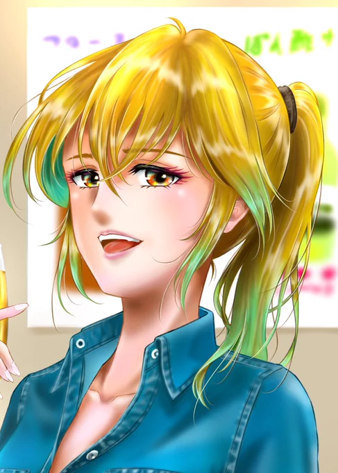#ポニーテールの日  おはようございます 今日は珍しく遅出なので コレを ポニーテールは余り描いてないと思ったのですが 過去4作品ありました。      一昨年の模写も混ざってますが 宜しければ