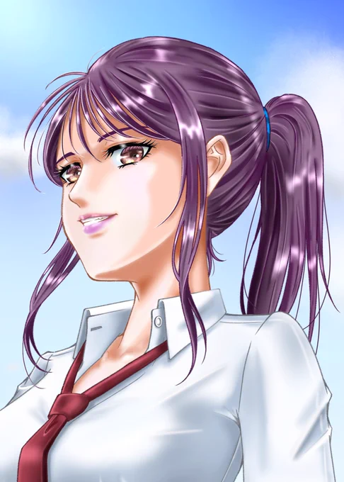 #ポニーテールの日  おはようございます 今日は珍しく遅出なので コレを ポニーテールは余り描いてないと思ったのですが 過去4作品ありました。      一昨年の模写も混ざってますが 宜しければ