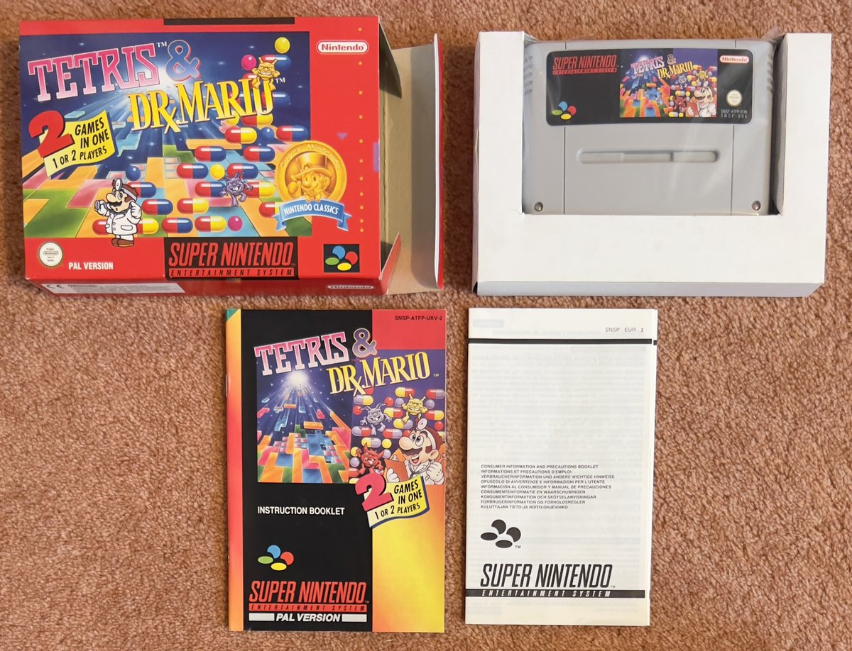 Tetris & Dr. Mario Game Only Super Nintendo SNES 2 games in one 1 or 2  players