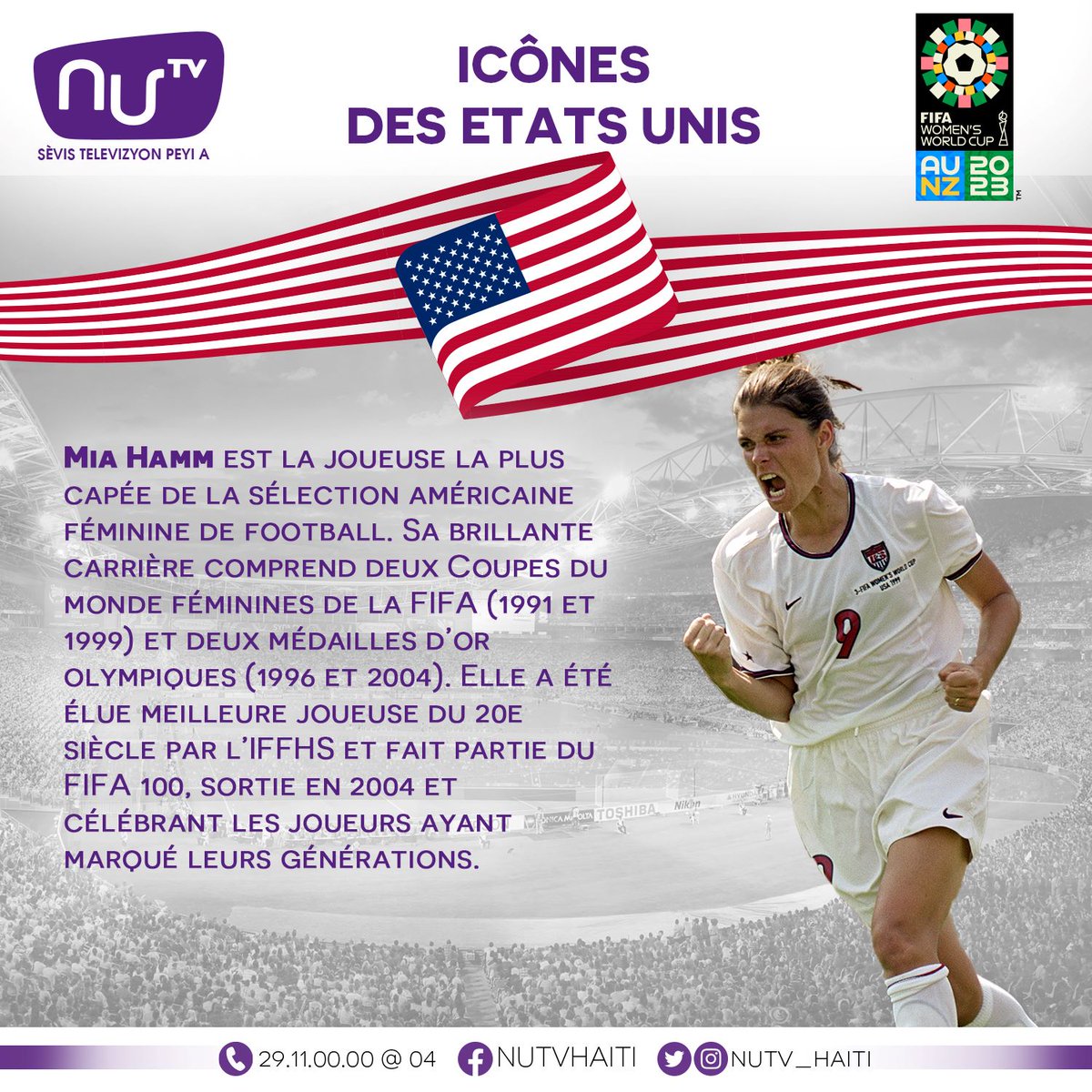 nutv_haiti's tweet photo. 🇺🇸⚽ ICÔNES AMERICAINES ⚽🇺🇸
Michelle Akers, Abby Wambach et Mia Hamm sont trois figures indomptables qui ont laissé une marque pérenne sur le football féminin. Leur succès en équipe nationale féminine ont cimenté leur statut de véritables légendes.
#FIFAWWC #USWNT #Nutv https://t.co/KGH8jHbAHd