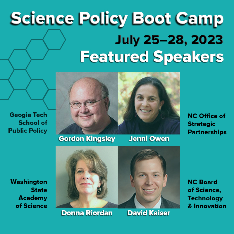 #FeaturedSpeakers—Our third annual Science Policy Boot Camp will feature a cross-section of exceptional thought leaders to provide insight and first-hand knowledge of science policy and the lawmaking process. Check out the full lineup and secure your spot TODAY...
space is