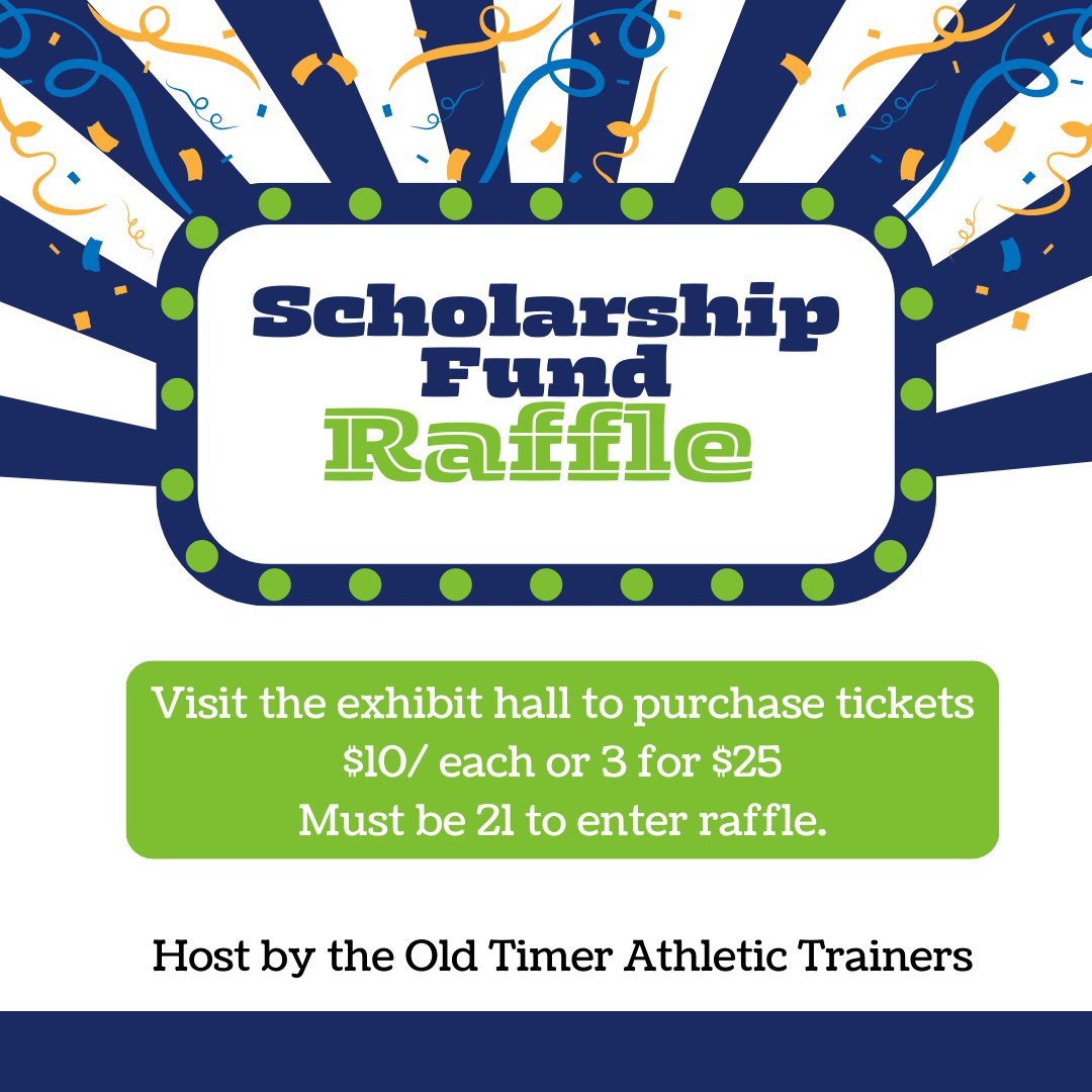 SCATCs's tweet image. The Old Timer Athletic Trainers are back with the second annual scholarship fund raffle! Last year over $1,200 was raised for SCATA scholarships. See you in the vendor hall! You must be 21 to enter. #scata2023