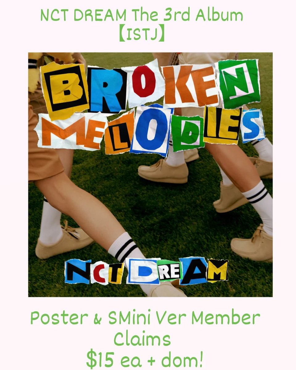 cosmic_trades's tweet photo. NCT DREAM The 3rd Album [ISTJ] Poster &amp; SMini Ver Member Claims 
☆ 🇺🇸 only
☆ 2 payments: $15ea (includes ems) + dom
☆ Poster ver will have ktown4u pob
☆ comment to claim!
☆ available members ⬇️
@selling_nct_usa @nctUSCAN_GO_rt @ncttradesusa @nctselling_USA https://t.co/V0CtVyJUKR