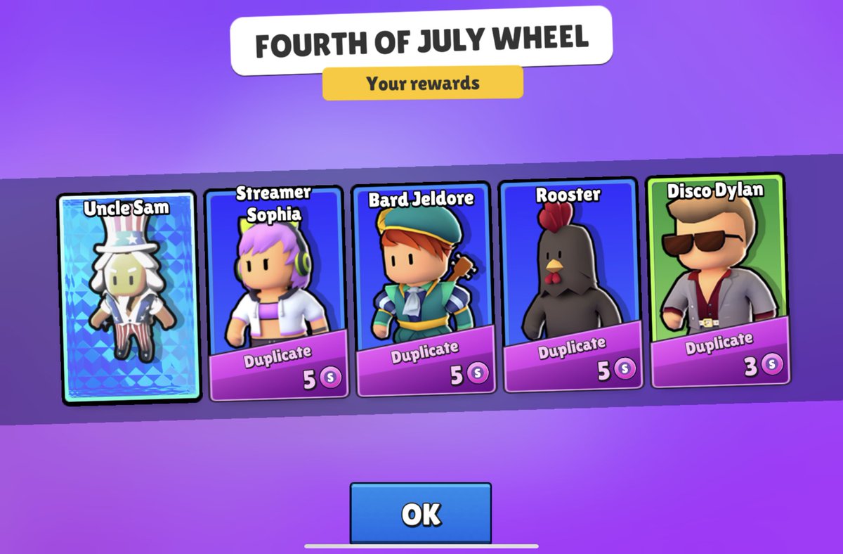 curiositysucks's tweet image. Won 500 gems in Lucky Wheel! 😍
Since I got this for free, I used it to spin in the Fourth of July Wheel event. I just added 750 gems to spin 10x. 
Yey! Gotchu Uncle Sam! ❤️

#LuckyNight
#StumbleGuys 
#StumbleGuysMobile 
#StumbleGuysMythicSkin