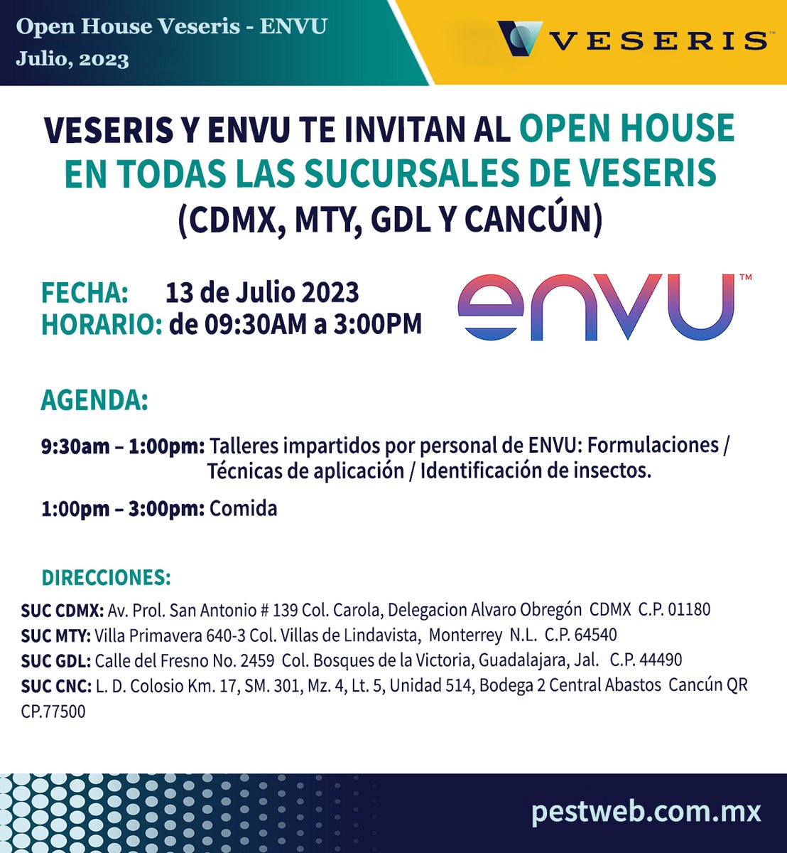 ¡VESERIS Y ENVU TE INVITAN AL OPEN HOUSE EN TODAS NUESTRAS SUCURSALES!