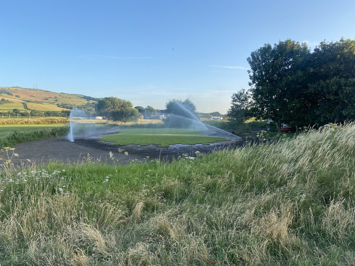 Greens Turf down today and plenty of watering. Surrounds to be turfed next week. Thanks to @Inturf @grassman73 for the fantastic service once again