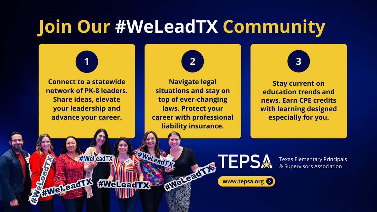 Are you a PreK-8th grade leader?? Join TEPSA today: tepsa.org/membership/joi…

#WeLeadTX #TXed