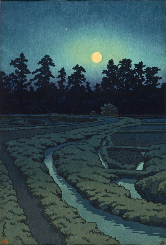 Moon at Ayashi, Miyagi Prefecture, by Kawase Hasui, 1946

Other Hasui's prints: masterpiece-of-japanese-culture.com/works-of-kawas…

#shinhanga