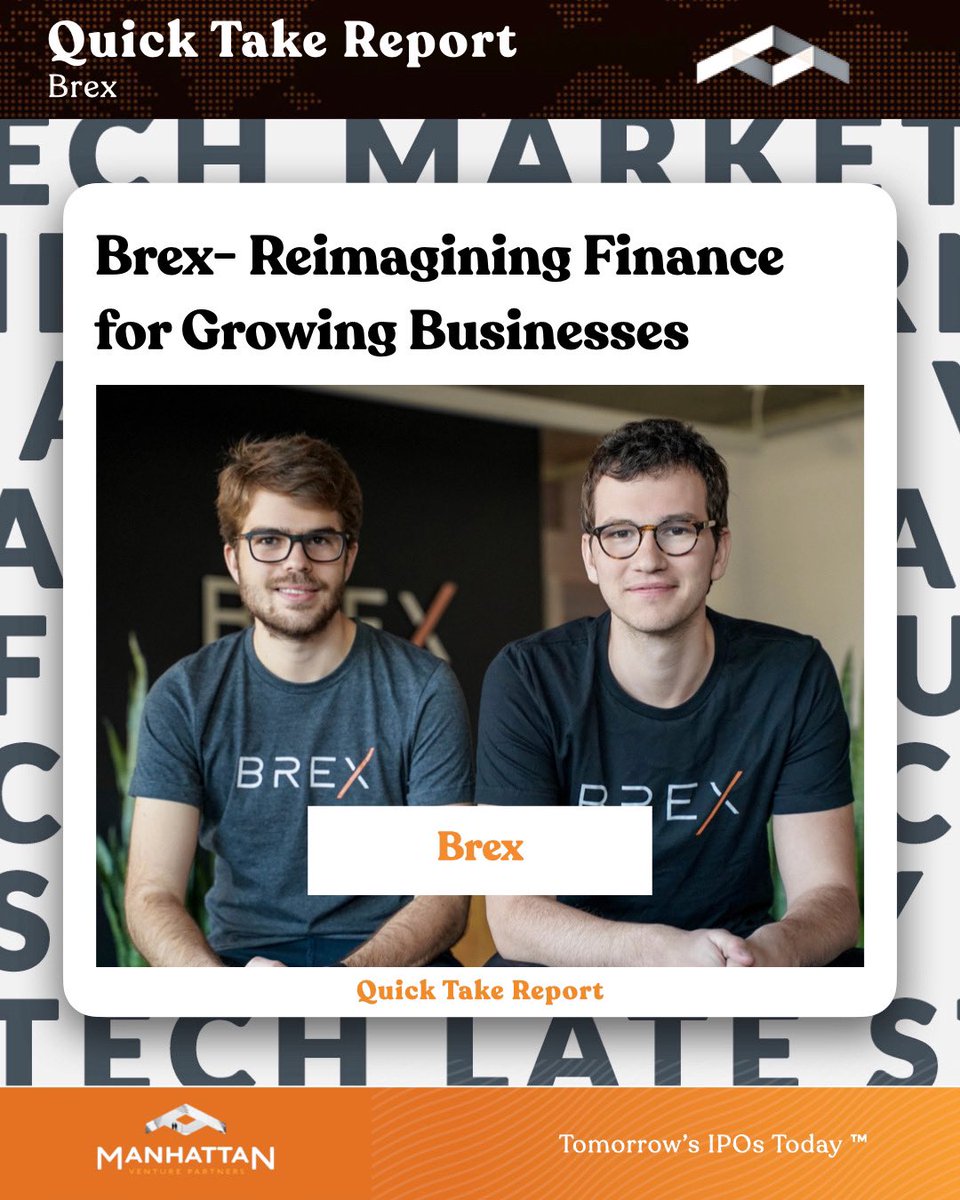 MVPvc's tweet photo. NEW QUICK TAKE REPORT 🚨
by MVR⠀⠀⠀⠀⠀⠀⠀⠀⠀
Brex: Founded in 2017, Brex is a leading B2B financial software platform offering corporate credit card and spend-management services. The company offers no-fee global reimbursements, spend management, and corporate credit cards! https://t.co/P6ioofLEmT