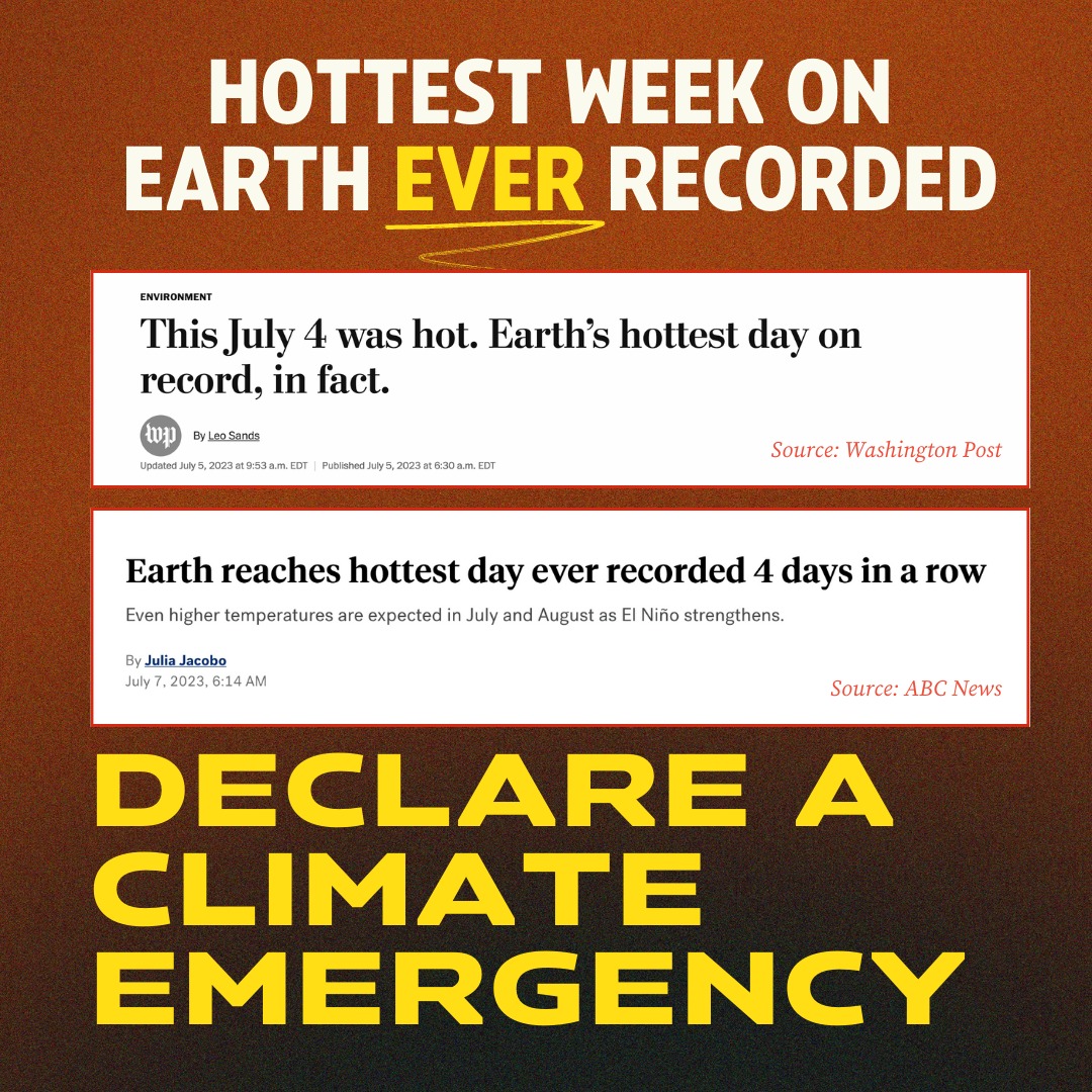 When we’re breaking heat records from over 100,000 years ago, something’s wrong. Declare👏a👏climate👏emergency