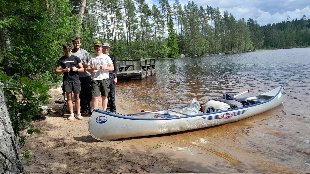Day 4 Gold Expedition in Svartalven.  Quality open water paddling with multiple portages made a tiring last day.  Last nights camp was wet and wild so some fair skies have been very welcome.