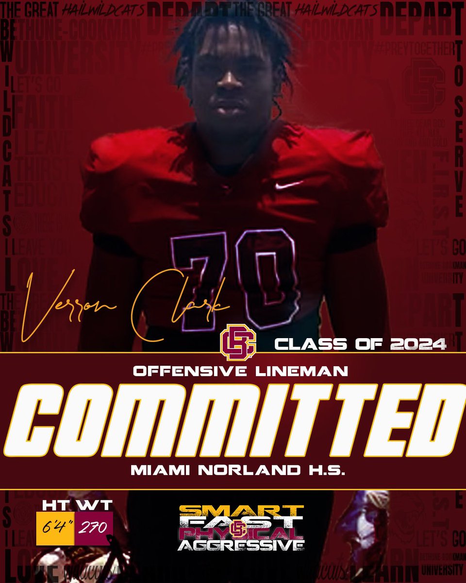 After long conversations with @B_Wash72 and @CoachWoodie I would like to announce my commitment to BCU to further my education and collegiate career. #HailWildCats @MichaelTunsil