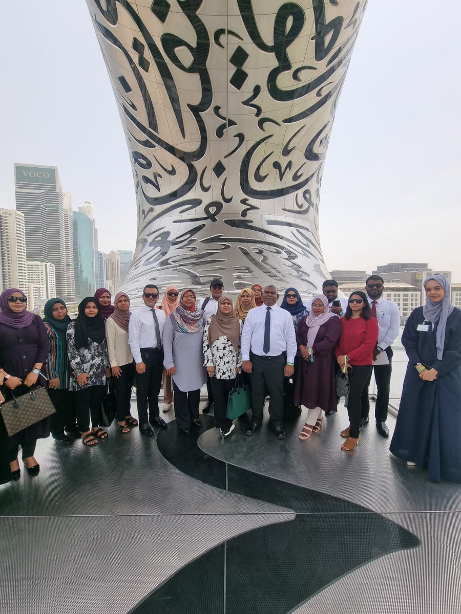 pstumv's tweet photo. As part of MLP Exposure Trip, the UAE Prime Minister’s Office arranged a tour to the Museum of the Future which exhibits a journey through possible futures and brings hopes and knowledge back to the present.
@Govexchangeae 
@governmentmv 
@UAE_GLP https://t.co/lHfhO1T1cs