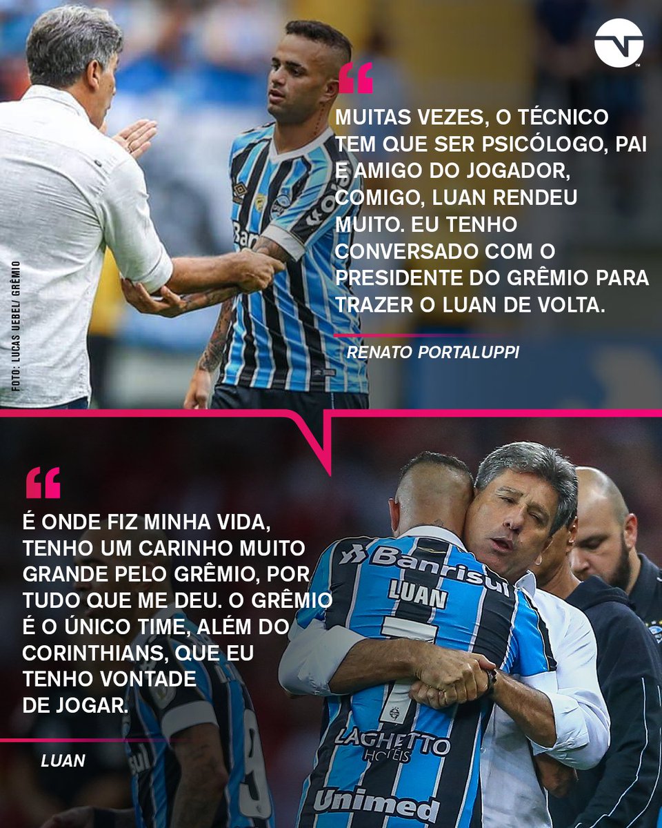 UMA RELAÇÃO DE AMOR: LUAN, RENATO E O GRÊMIO! 🇪🇪💙 O treinador afirmou que quer trazer o cara de volta pro Imortal e o meia já disse que voltaria pra Porto Alegre! Tá pintando o retorno?

Crédito: Podcast Denilson Show