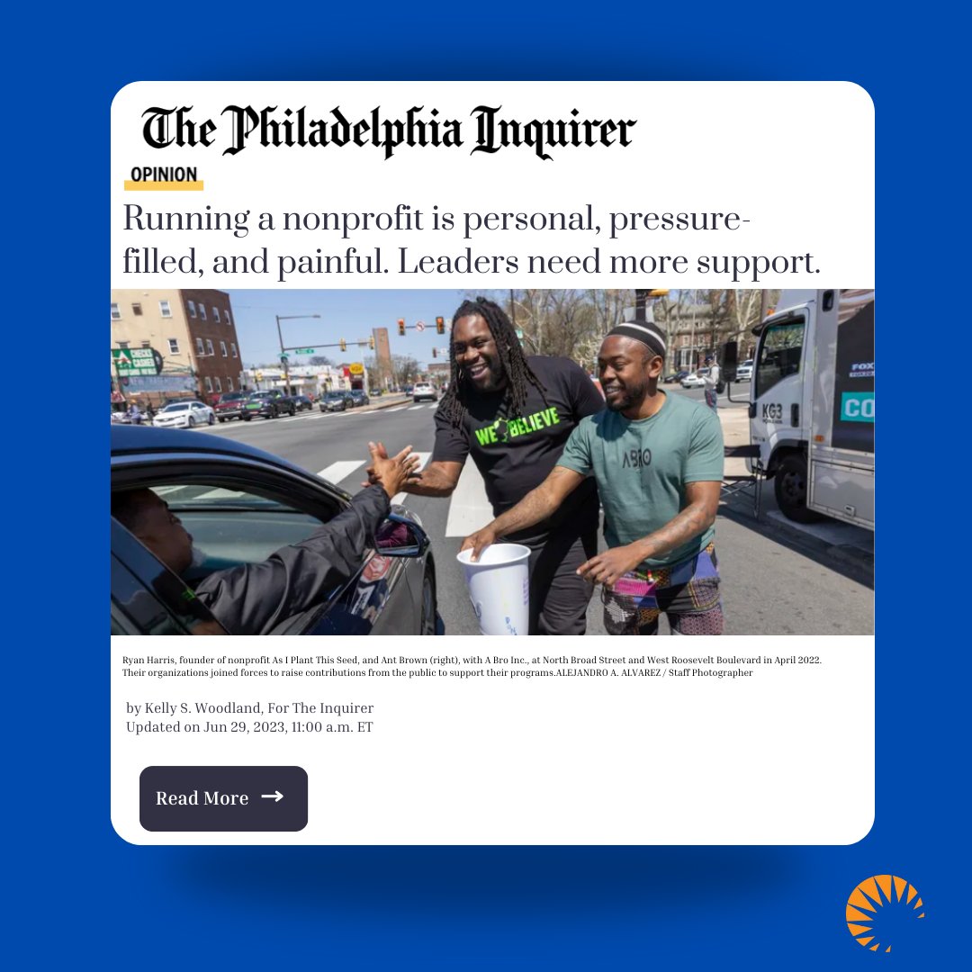 'Running a nonprofit is personal, pressure-filled, and painful. Leaders need more support.' Kelly Woodland, Managing Director of @PhillySJUnited, highlights challenges faced by nonprofit leaders & the urgent need for greater resources. Read op-ed here: ow.ly/JoFV50P6o60