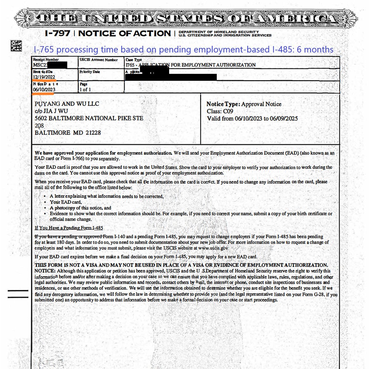 jayw_u's tweet photo. For those who filed I-485 employment-based in FY 2023, expect to receive the EAD in about 6 months. Posted time frame is much longer. #I485 #ead #eaddelay
https://t.co/aupMuLhgbd https://t.co/R5h4lVbszu