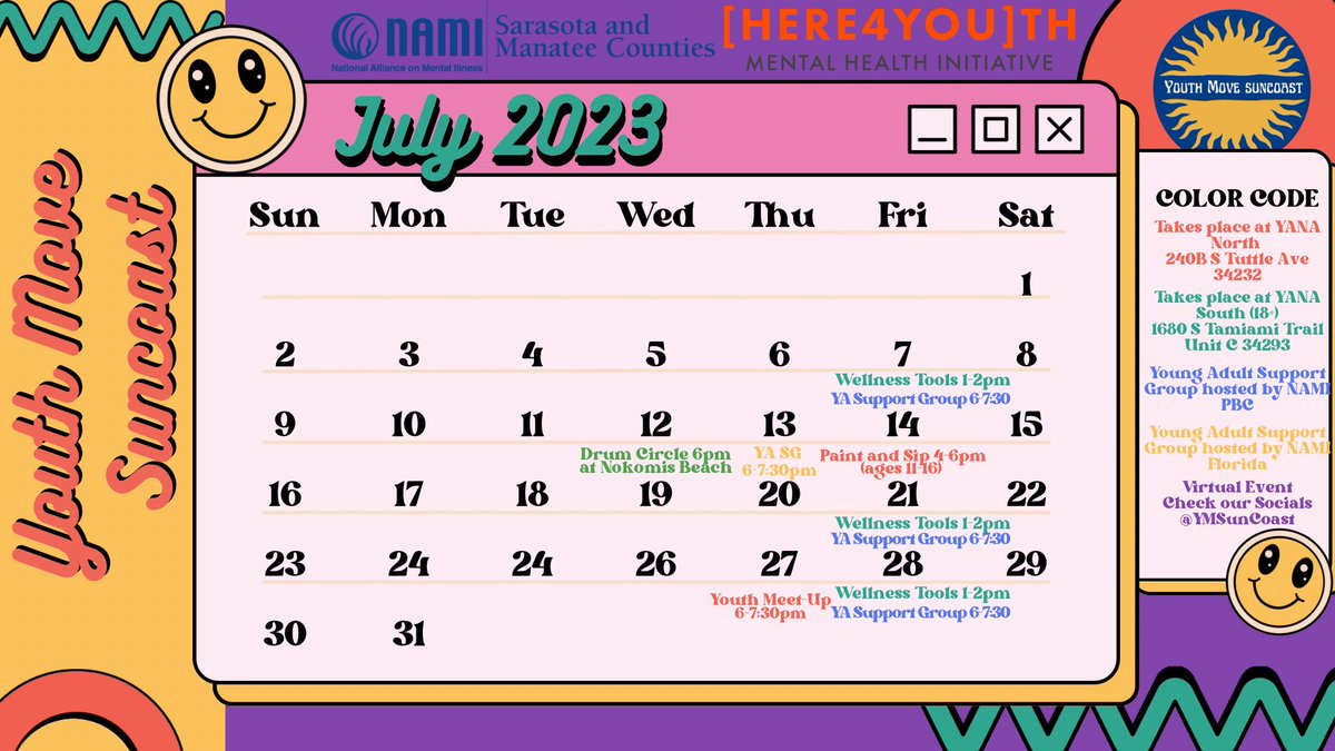 ymsuncoast's tweet photo. Check out our rad event calendar for July 😎 Make sure to save the date for the 14th! #YouthProgram #YouthEmpowerment https://t.co/vNTgmsrrk1