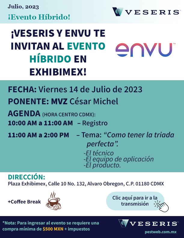 ¡VESERIS Y ENVU TE INVITAN AL EVENTO HÍBRIDO EN EXHIBIMEX ESTE 14 DE JULIO!
 
vimeo.com/webinars/event…