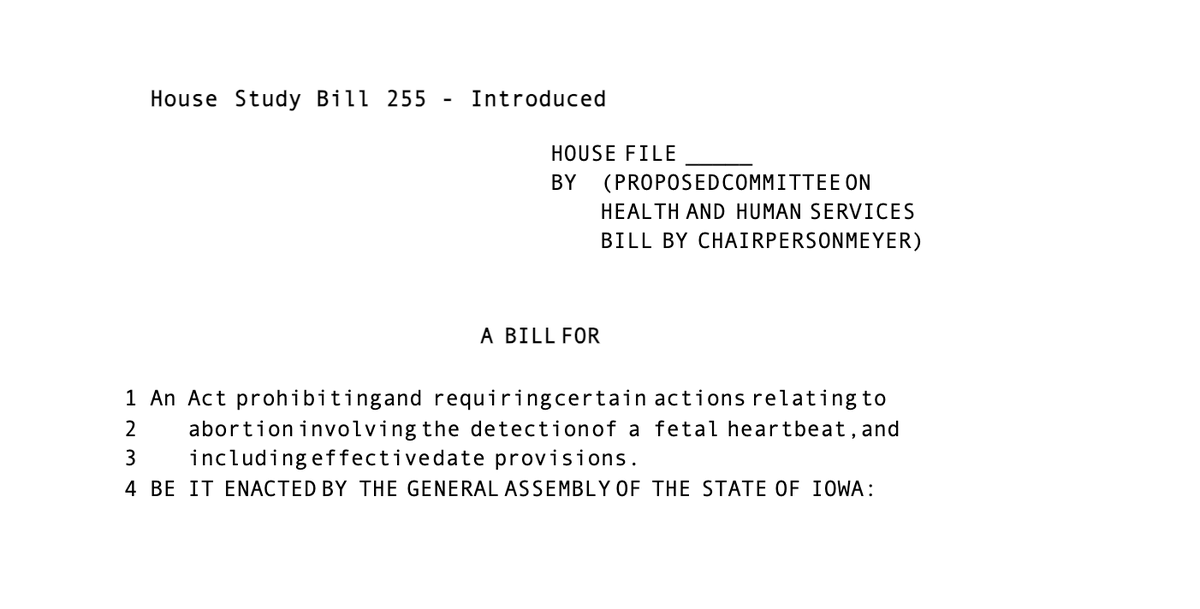 Rushthewriter's tweet photo. The bill for the latest abortion ban that Iowa Legislators will debate Tuesday during the start of a special legislative session has dropped.

Iowa House and Senate dropped the same bill:
https://t.co/DLt3TJVydb https://t.co/uSqfyFYxPe