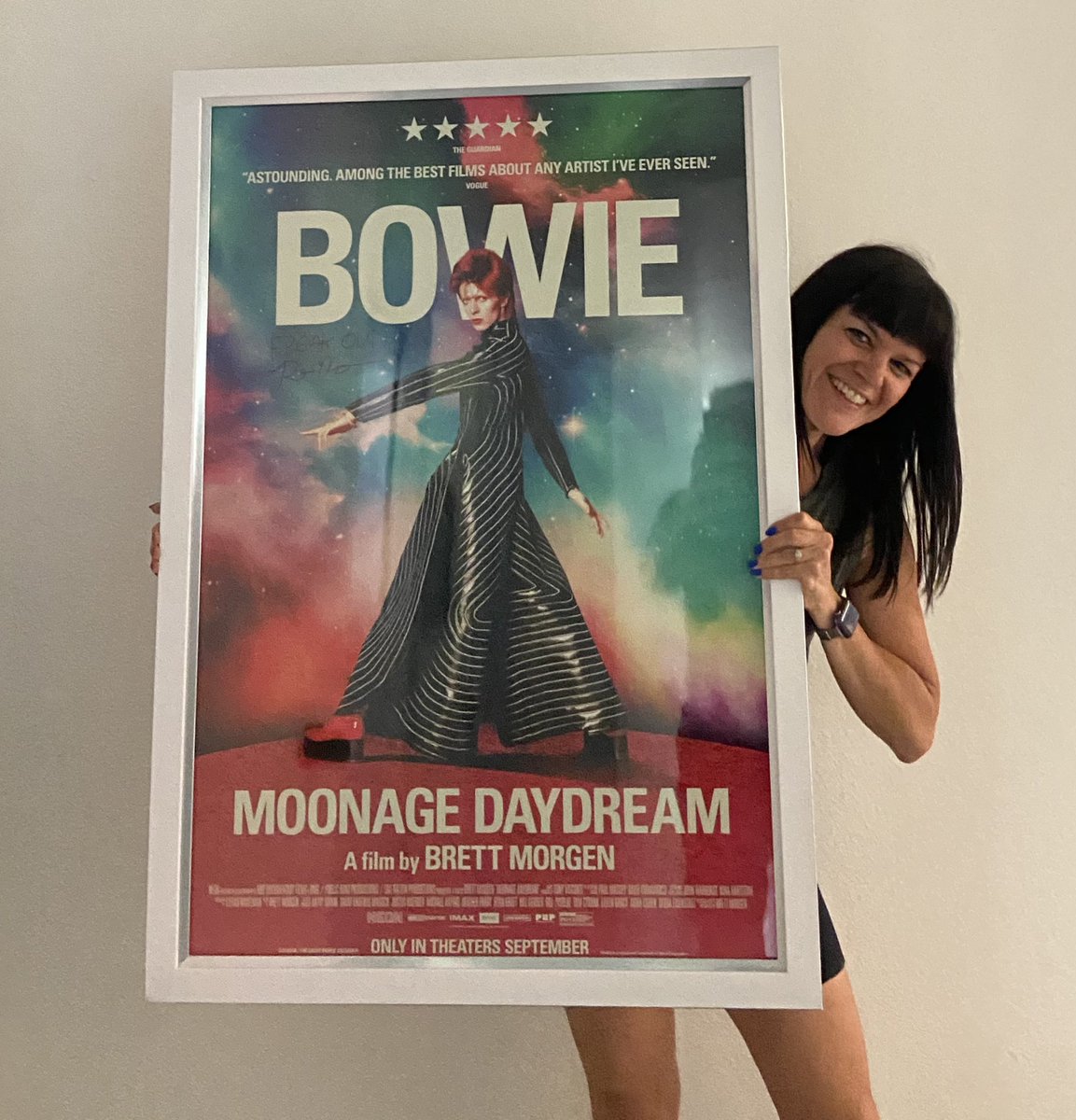 sonia_wike's tweet photo. Finally framed! Perfect! I was gifted this giant MAD print before they were released! Iwent to the very first showing of MAD. Brett Morgen was doing a Q&amp;A. He signed it. I  💙 Brett &amp; I 💙 this movie! Life is truly a MOONAGE DAYSDREAM 🌙 #brettmorgen #moonagedaydream #DavidBowie https://t.co/sqw0lRYKjN