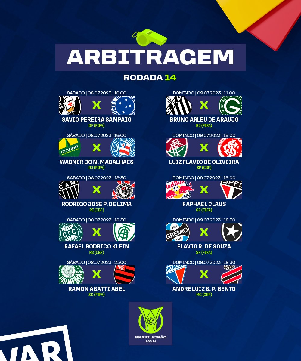 Brasileirão Assaí on Twitter "Veio aí! Saiu a escala de arbitragem da